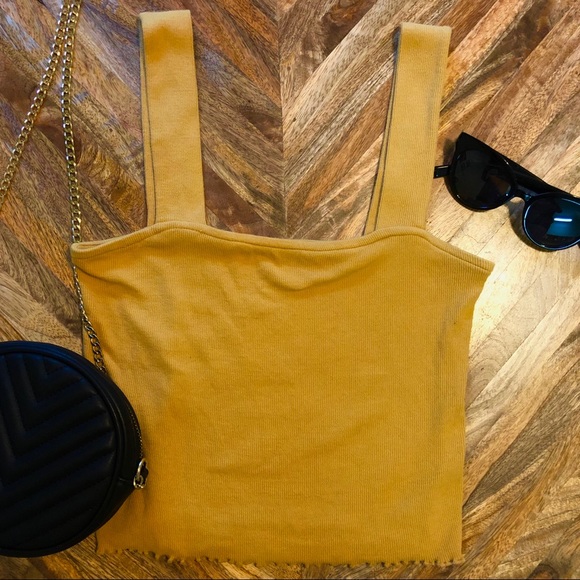 Pacsun Basics Cropped Mustard Top - Picture 1 of 4